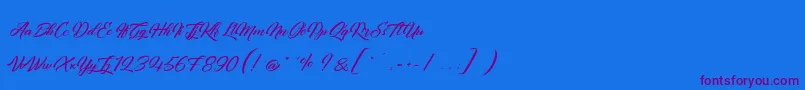 QuantumOfMechanic-Schriftart – Violette Schriften auf blauem Hintergrund