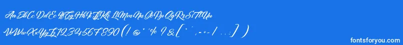 QuantumOfMechanic-Schriftart – Weiße Schriften auf blauem Hintergrund