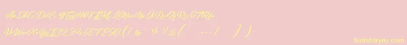 QuantumOfMechanic-Schriftart – Gelbe Schriften auf rosa Hintergrund