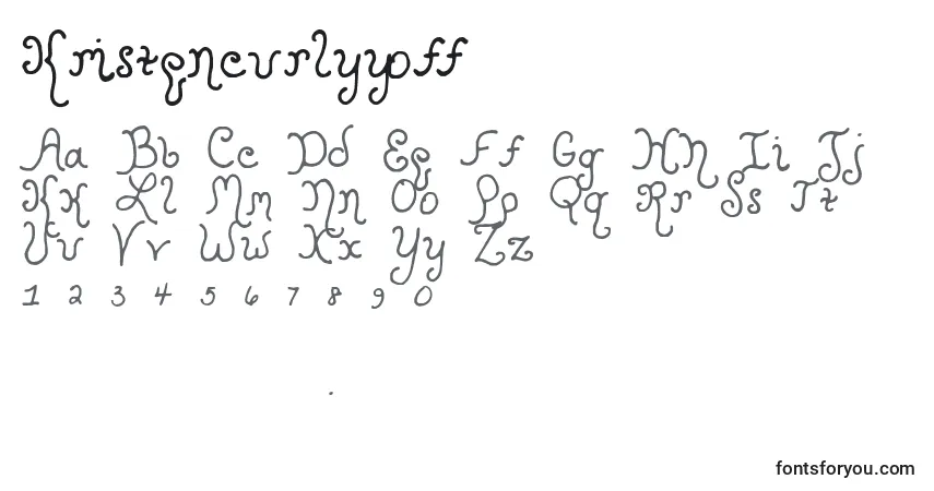 Czcionka Kristencurlyyoff – alfabet, cyfry, specjalne znaki