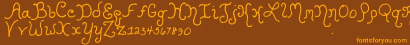 Kristencurlyyoff Font – Orange Fonts on Brown Background