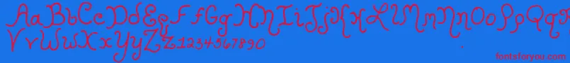 Kristencurlyyoff Font – Red Fonts on Blue Background