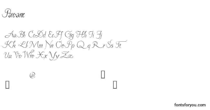 Шрифт Pavane – алфавит, цифры, специальные символы