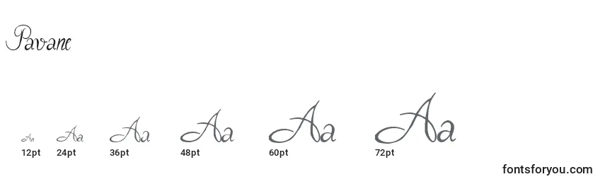 Pavane Font Sizes