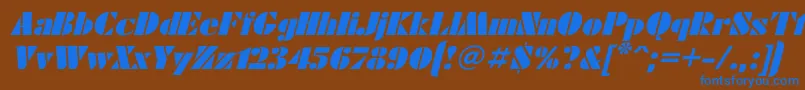 フォントFuturaei – 茶色の背景に青い文字