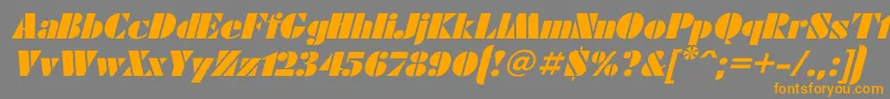 フォントFuturaei – オレンジの文字は灰色の背景にあります。