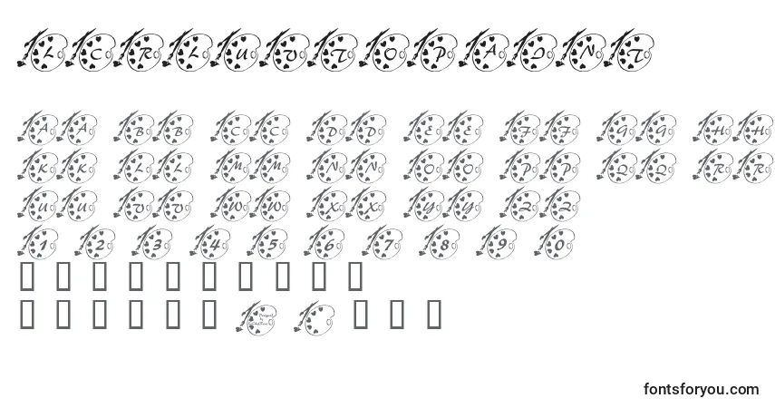Czcionka LcrLuvToPaint – alfabet, cyfry, specjalne znaki