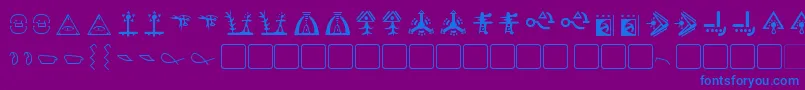フォントGiediGoldenDisk – 紫色の背景に青い文字