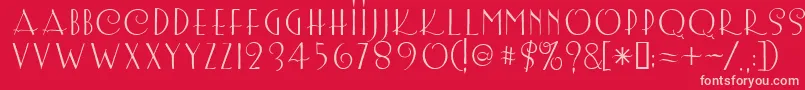 Lemonchicken-fontti – vaaleanpunaiset fontit punaisella taustalla