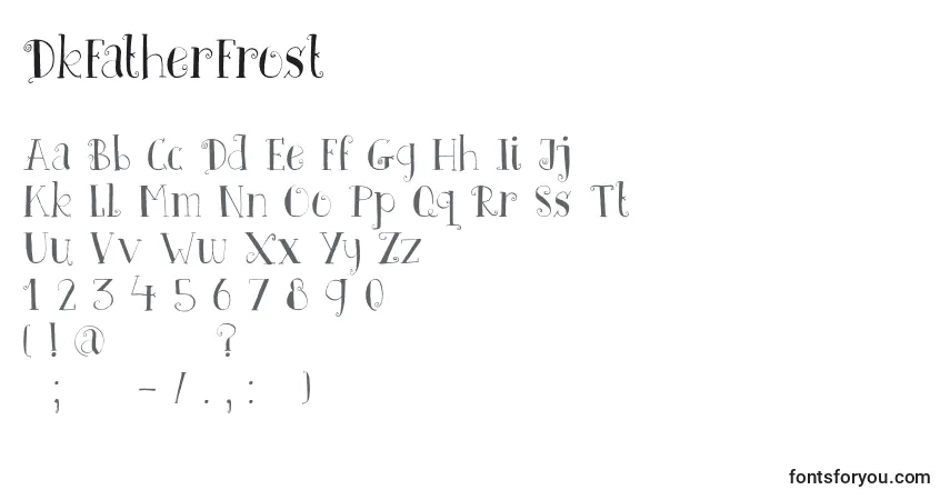 Schriftart DkFatherFrost – Alphabet, Zahlen, spezielle Symbole