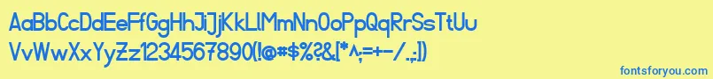 フォントFibelSuedBold – 青い文字が黄色の背景にあります。