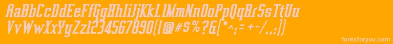 VahikaBoldItalic-Schriftart – Rosa Schriften auf orangefarbenem Hintergrund