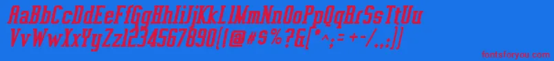 VahikaBoldItalic Font – Red Fonts on Blue Background