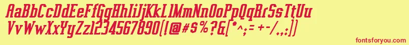 VahikaBoldItalic Font – Red Fonts on Yellow Background