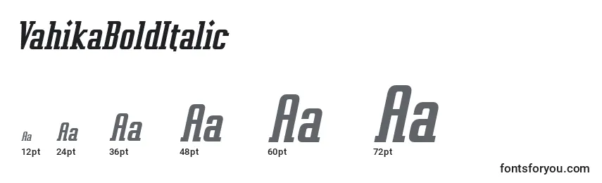 VahikaBoldItalic Font Sizes