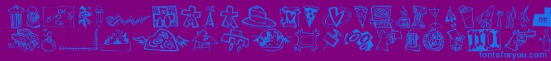 フォントDfUrbansLetPlain.1.0 – 紫色の背景に青い文字