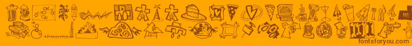 DfUrbansLetPlain.1.0 Font – Brown Fonts on Orange Background