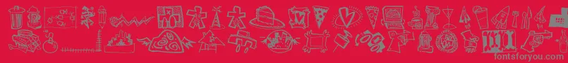 Fonte DfUrbansLetPlain.1.0 – fontes cinzas em um fundo vermelho
