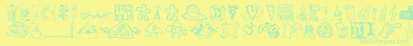 Weitere Informationen zur DfUrbansLetPlain.1.0-Schriftart DfUrbansLetPlain.1.0-Schriftart – Grüne Schriften auf gelbem Hintergrund