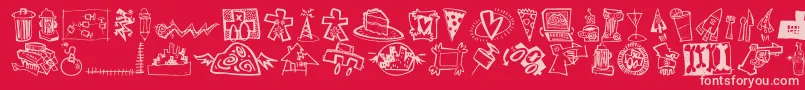 DfUrbansLetPlain.1.0 Font – Pink Fonts on Red Background