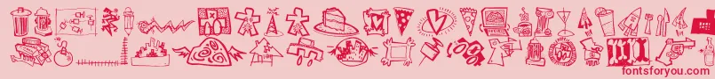 DfUrbansLetPlain.1.0 Font – Red Fonts on Pink Background