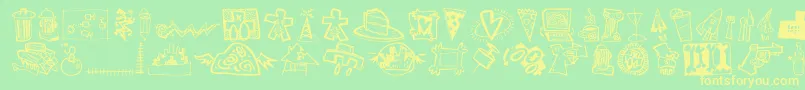 DfUrbansLetPlain.1.0 Font – Yellow Fonts on Green Background