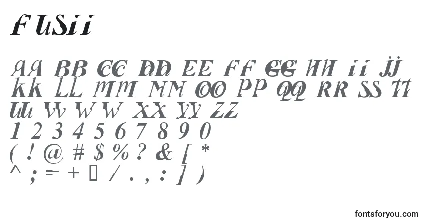 A fonte Fusii – alfabeto, números, caracteres especiais