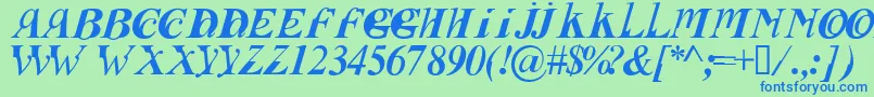 Fusii Font – Blue Fonts on Green Background