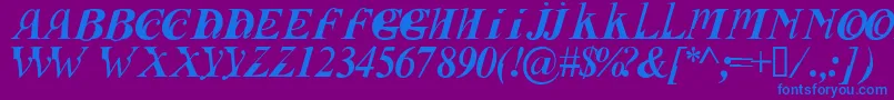 Weitere Informationen zur Fusii-Schriftart Fusii-Schriftart – Blaue Schriften auf violettem Hintergrund