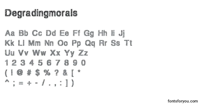 A fonte Degradingmorals – alfabeto, números, caracteres especiais