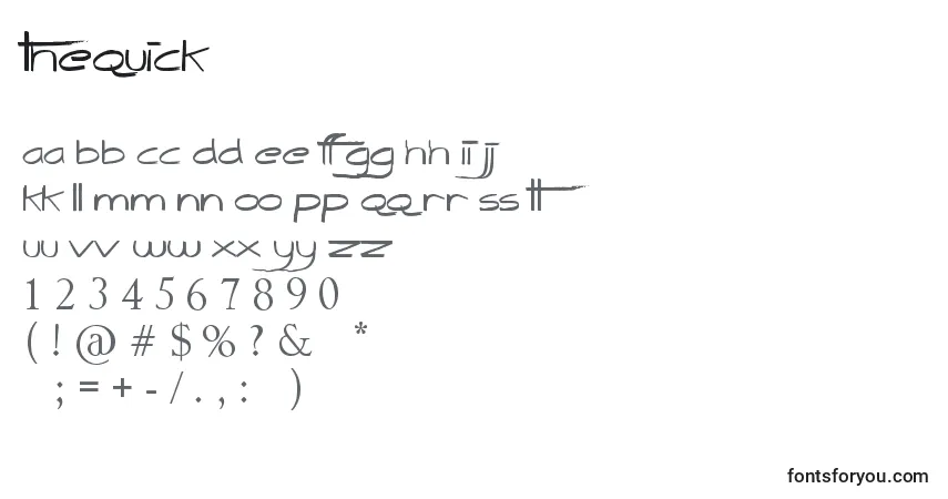 TheQuick-fontti – aakkoset, numerot, erikoismerkit