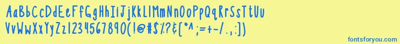 Kbsothinterestingbold-Schriftart – Blaue Schriften auf gelbem Hintergrund