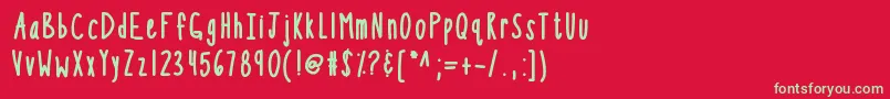 フォントKbsothinterestingbold – 赤い背景に緑の文字