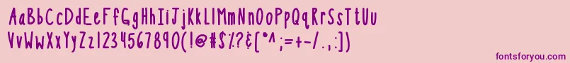 フォントKbsothinterestingbold – ピンクの背景に紫のフォント