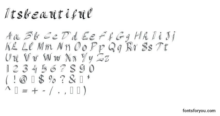 Czcionka Itsbeautiful – alfabet, cyfry, specjalne znaki