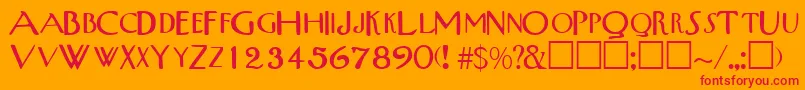 TribalscapssskRegular-Schriftart – Rote Schriften auf orangefarbenem Hintergrund