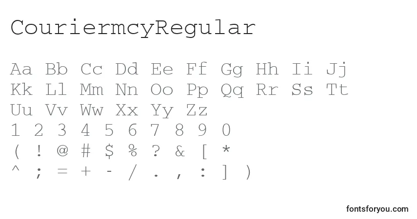 A fonte CouriermcyRegular – alfabeto, números, caracteres especiais