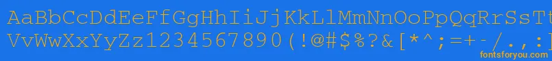 フォントCouriermcyRegular – オレンジ色の文字が青い背景にあります。