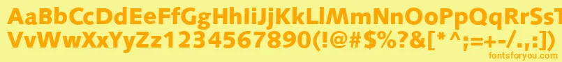 S841SansBlackRegular-fontti – oranssit fontit keltaisella taustalla