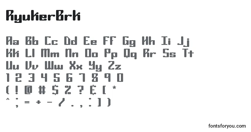 RyukerBrkフォント–アルファベット、数字、特殊文字