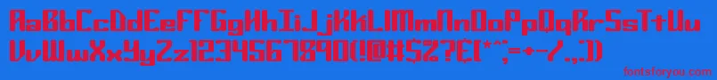 RyukerBrk-Schriftart – Rote Schriften auf blauem Hintergrund