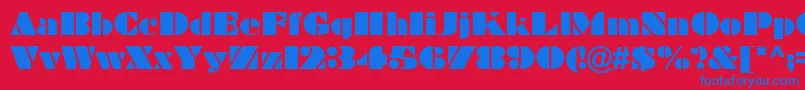 フォントBravadoRegular – 赤い背景に青い文字