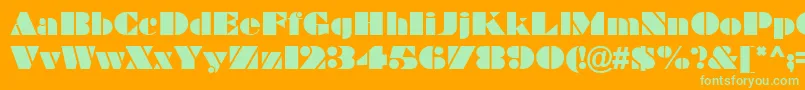 Fonte BravadoRegular – fontes verdes em um fundo laranja