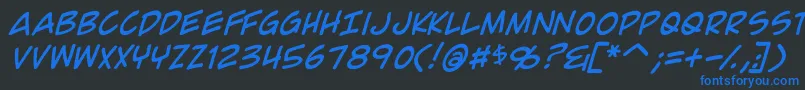 ComicGeekItalic Font – Blue Fonts on Black Background