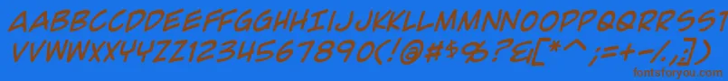 ComicGeekItalic Font – Brown Fonts on Blue Background