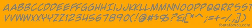 ComicGeekItalic-Schriftart – Graue Schriften auf orangefarbenem Hintergrund