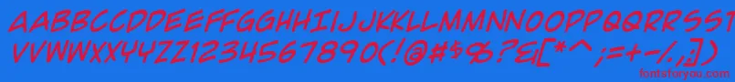 ComicGeekItalic Font – Red Fonts on Blue Background