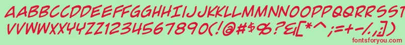ComicGeekItalic Font – Red Fonts on Green Background