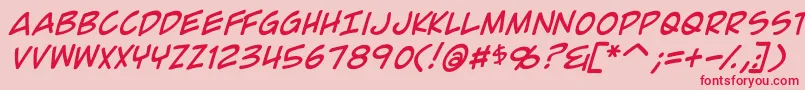 ComicGeekItalic Font – Red Fonts on Pink Background