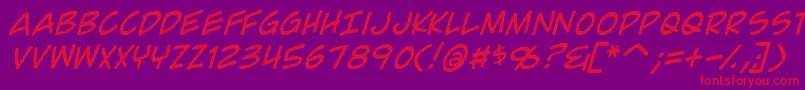 フォントComicGeekItalic – 紫の背景に赤い文字